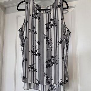 Van Heusen Black and White Floral Stripe Tank